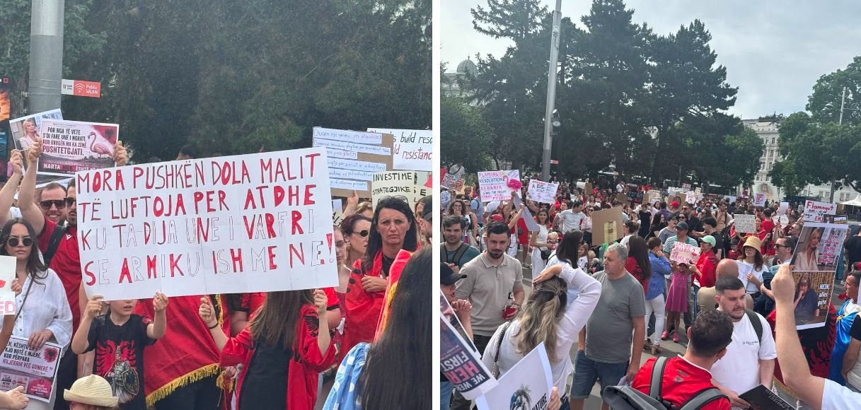  VIDEO   Rama në burg    Revolta e diasporës mbërrin në Vjenë  shqiptarët në Austri protestë kundër qeverisë