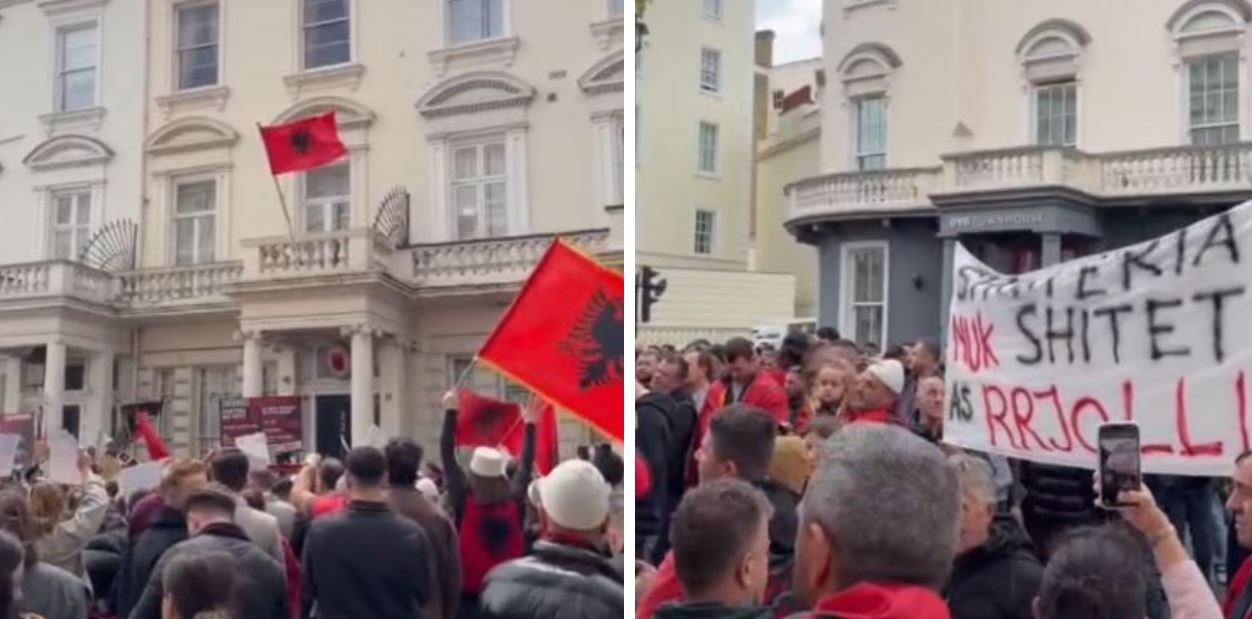  VIDEO  Protesta merr përmasa globale  Diaspora në Londër ngrihet në protestë të fuqishme kundër qeverisë Rama  Shqipëria nuk shitet
