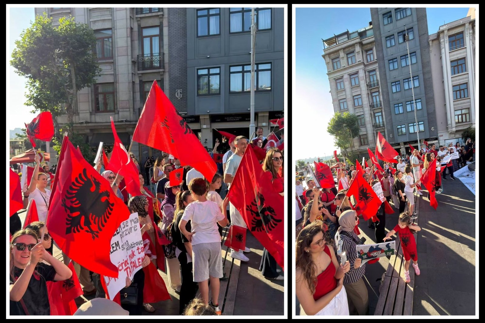 Shqiptarët në Stamboll protestojnë për mbrojtjen e Zvërnecit dhe Sazanit